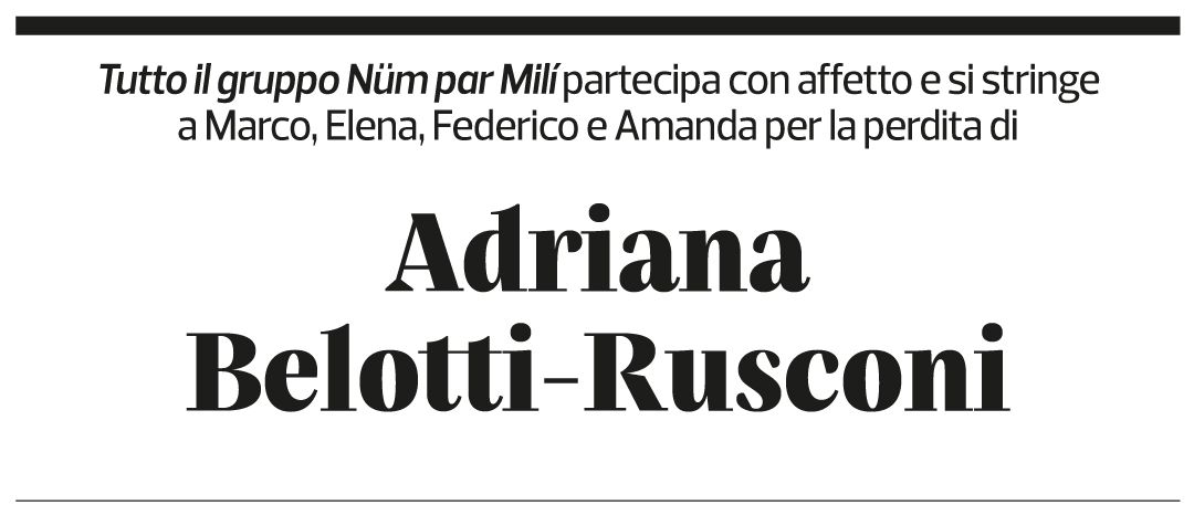 Annuncio funebre Adriana Belotti-rusconi