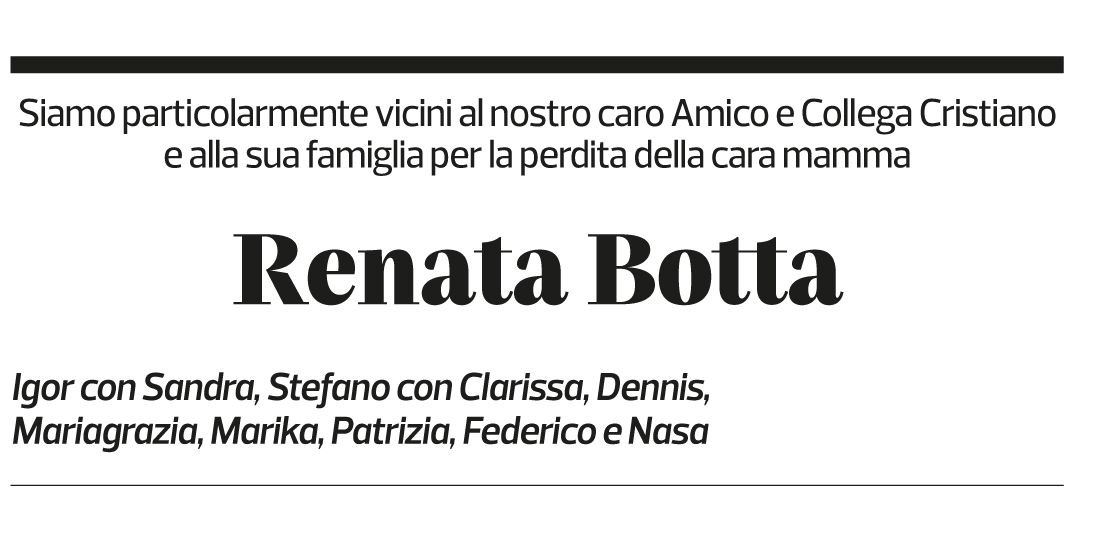 Annuncio funebre Renata Botta
