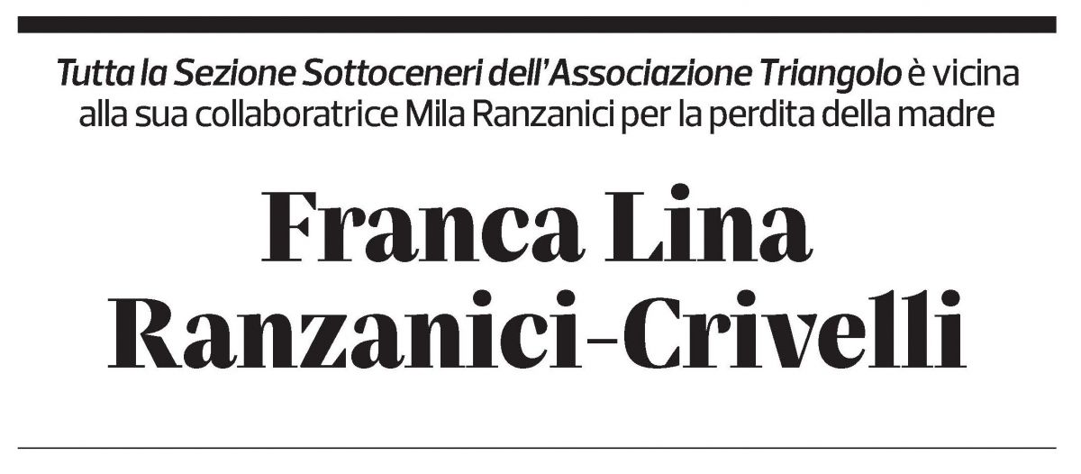 Annuncio funebre Franca Ranzanici Crivelli