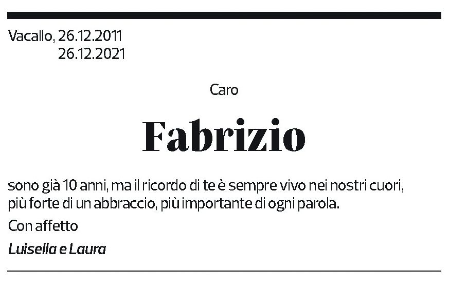 Annuncio funebre Fabrizio 