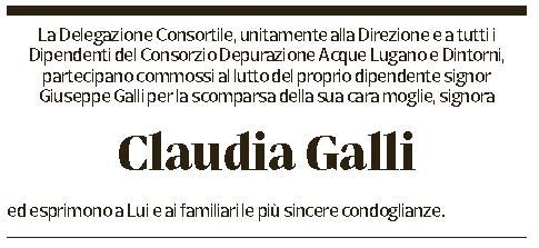 Annuncio funebre Claudia Galli