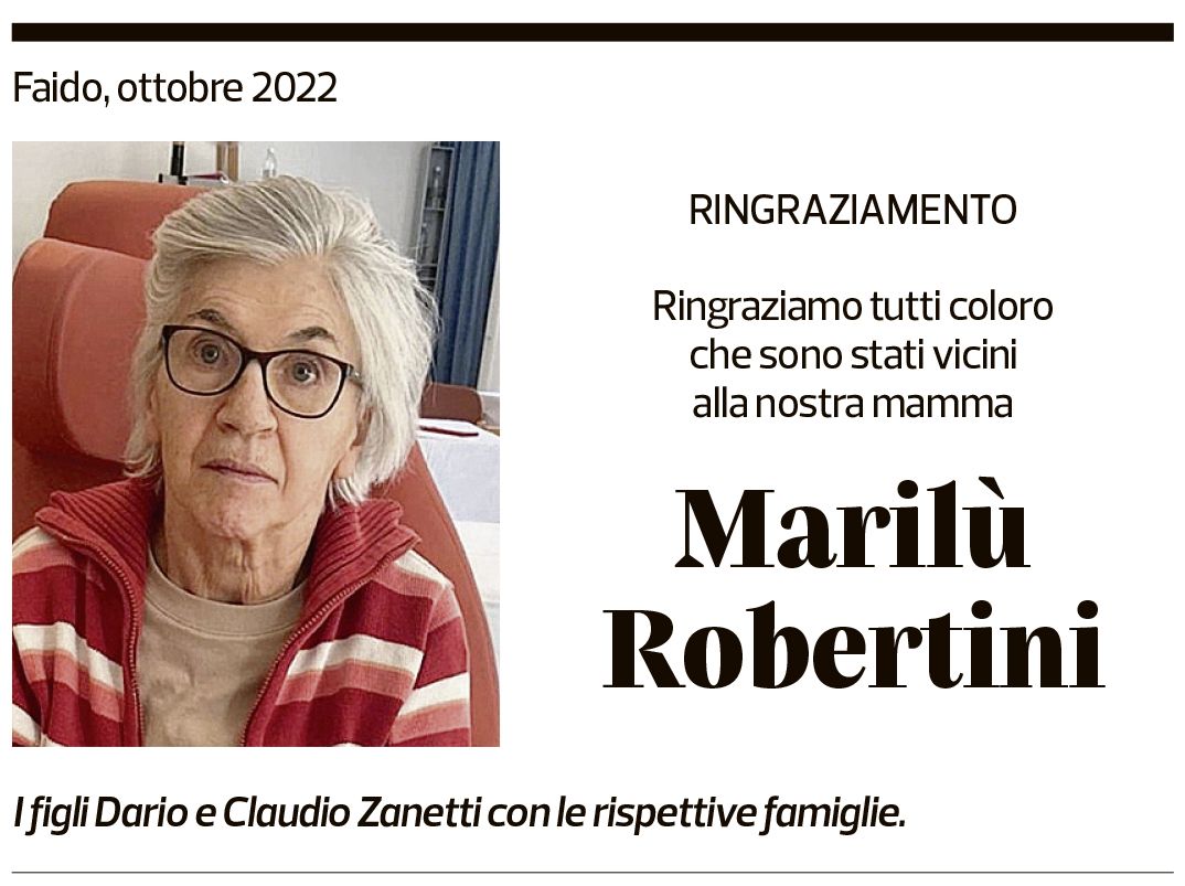 Annuncio funebre Marilù Robertini