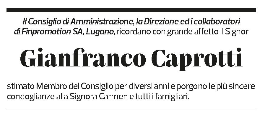 Annuncio funebre Gianfranco Caprotti