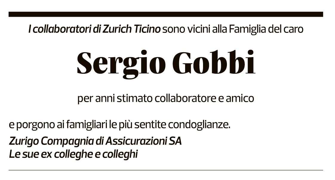 Annuncio funebre Sergio Gobbi