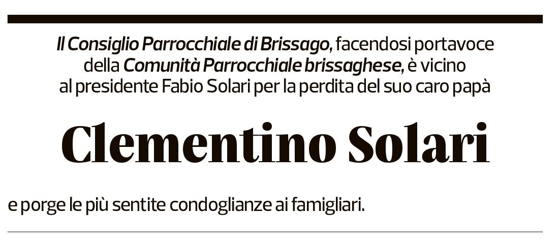 Annuncio funebre Clementino Solari