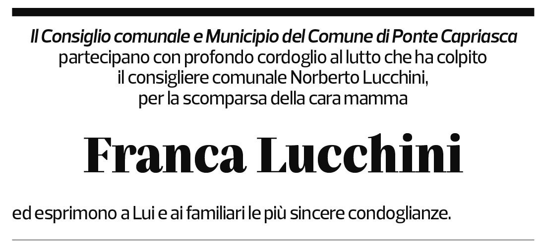 Annuncio funebre Franca Lucchini