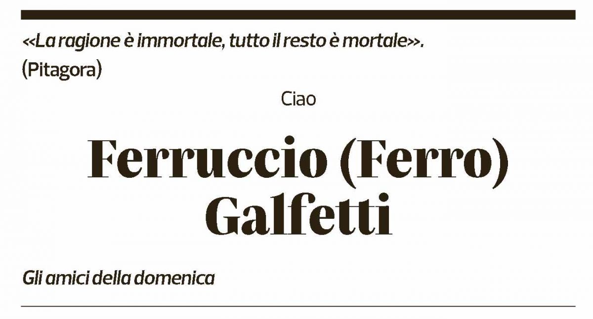 Annuncio funebre Ferruccio Galfetti