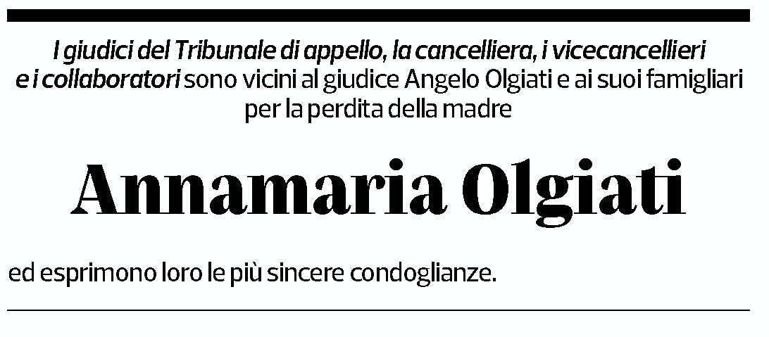 Annuncio funebre Annamaria Olgiati
