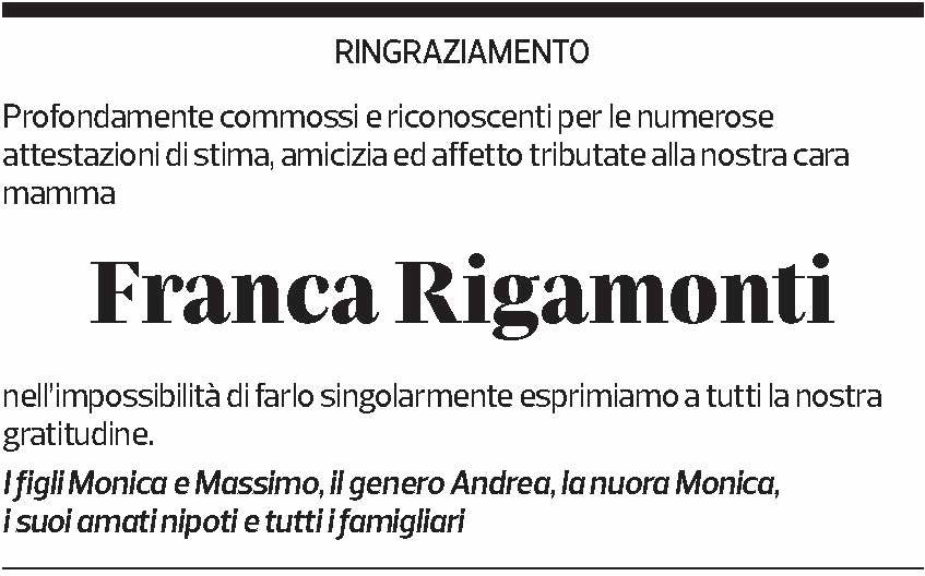 Annuncio funebre Franca Rigamonti