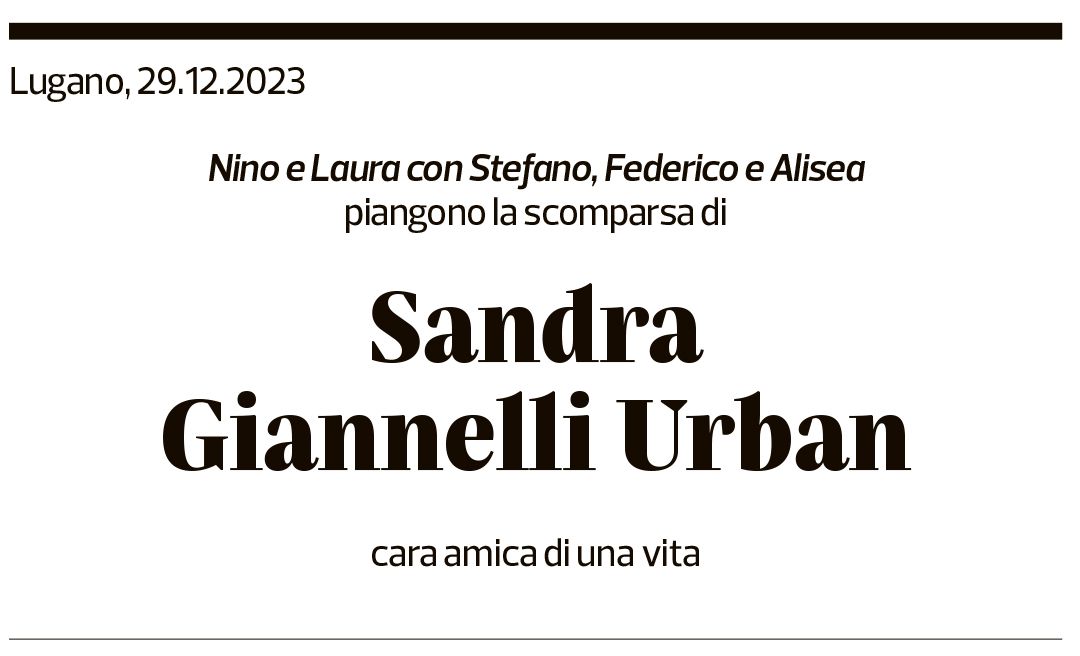 Annuncio funebre Sandra Giannelli