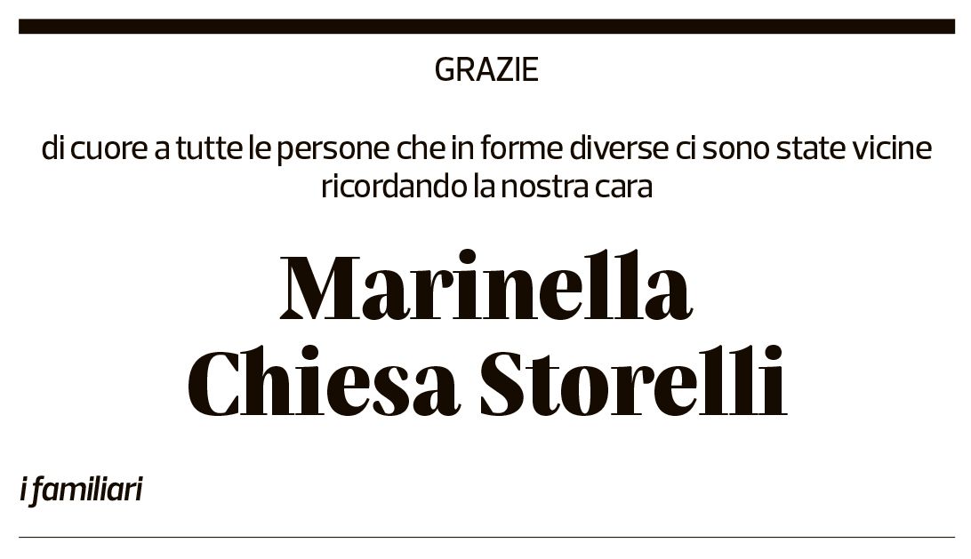 Annuncio funebre Marinella Chiesa Storelli