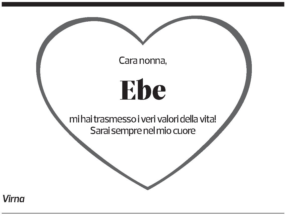 Annuncio funebre Ebe Bognuda