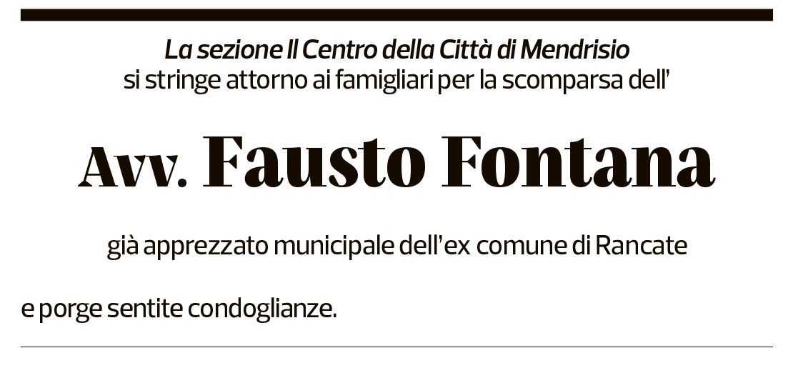 Annuncio funebre Fausto Fontana