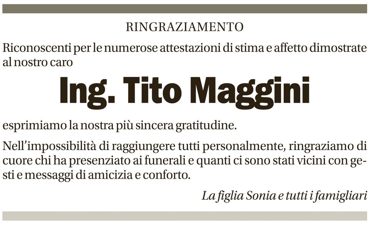 Annuncio funebre Tito Maggini