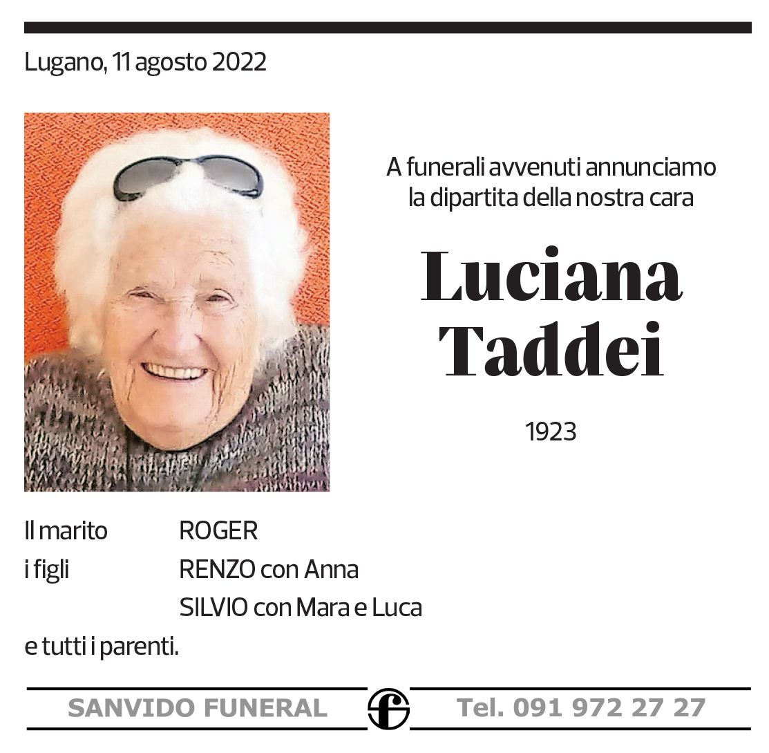 Annuncio funebre Luciana Taddei
