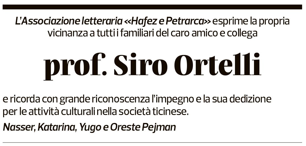 Annuncio funebre Siro Ortelli