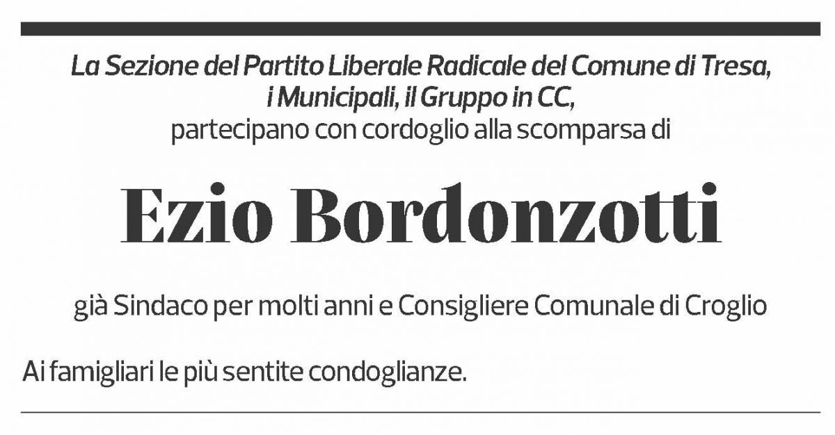 Annuncio funebre Ezio Bordonzotti