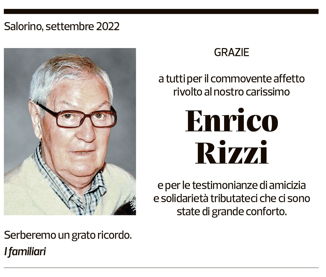 Annuncio funebre Enrico Rizzi