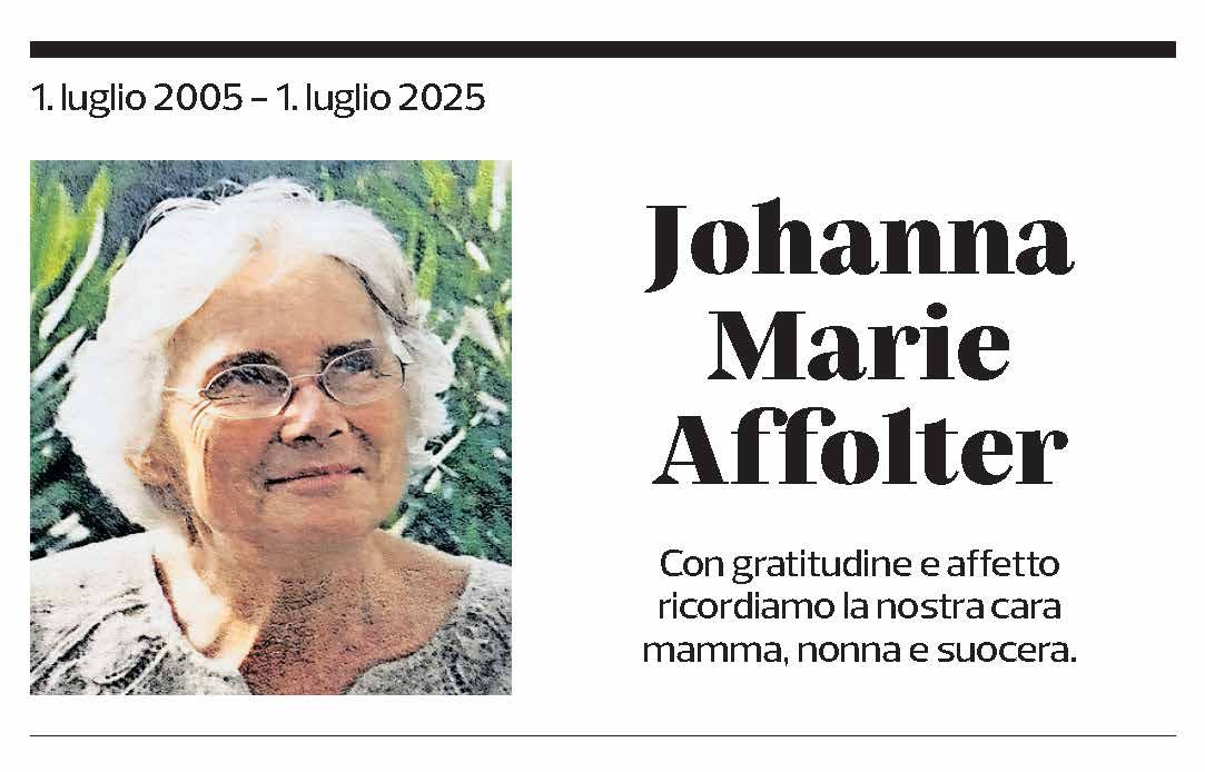 Annuncio funebre Johanna Marie Affolter