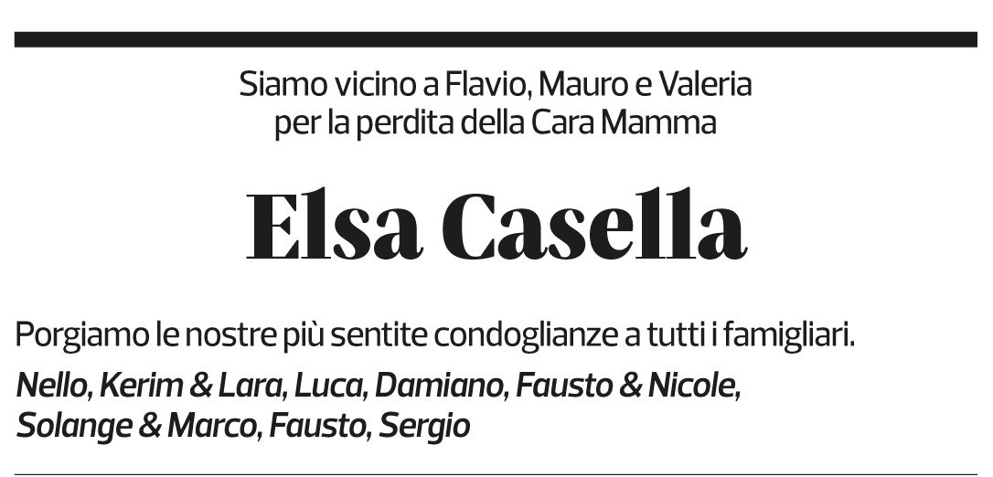 Annuncio funebre Elsa Casella