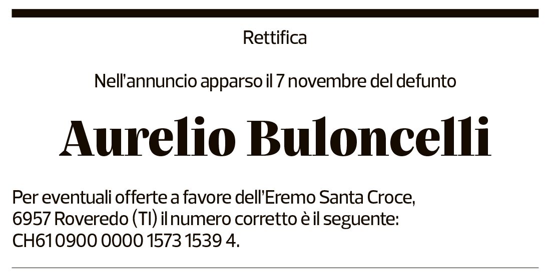 Annuncio funebre Aurelio Buloncelli