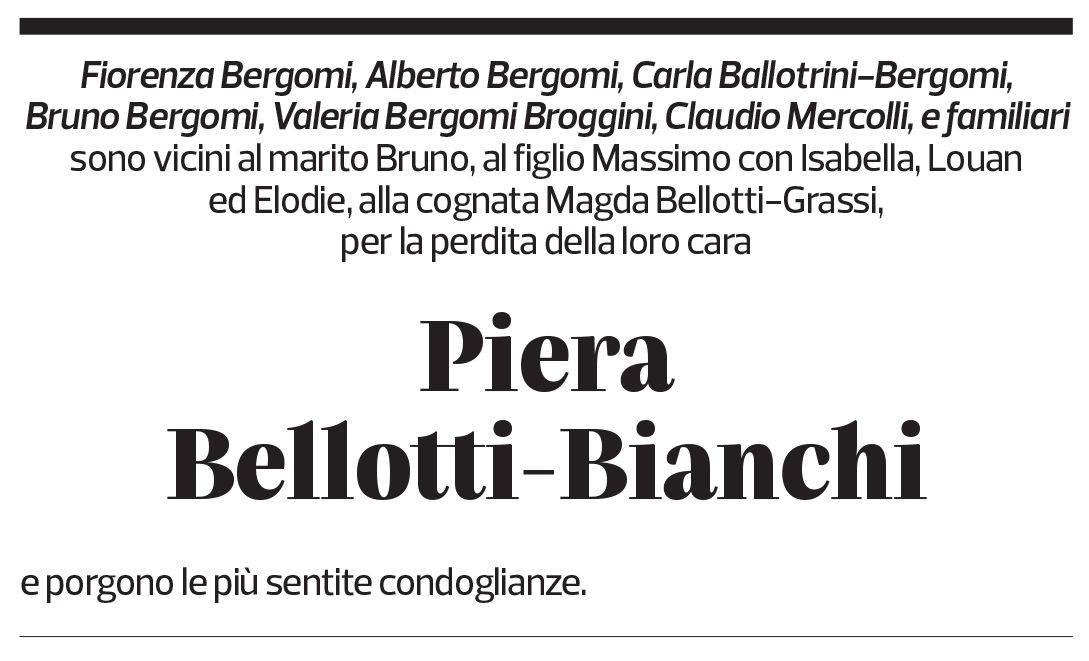 Annuncio funebre Piera Belotti-bianchi