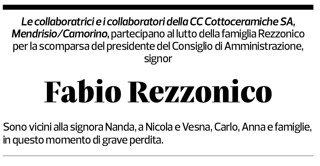 Annuncio funebre Fabio Rezzonico