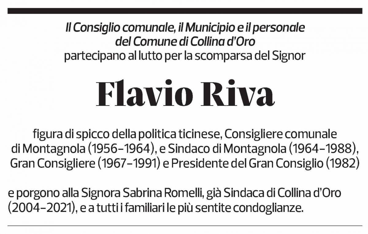 Annuncio funebre Flavio Riva