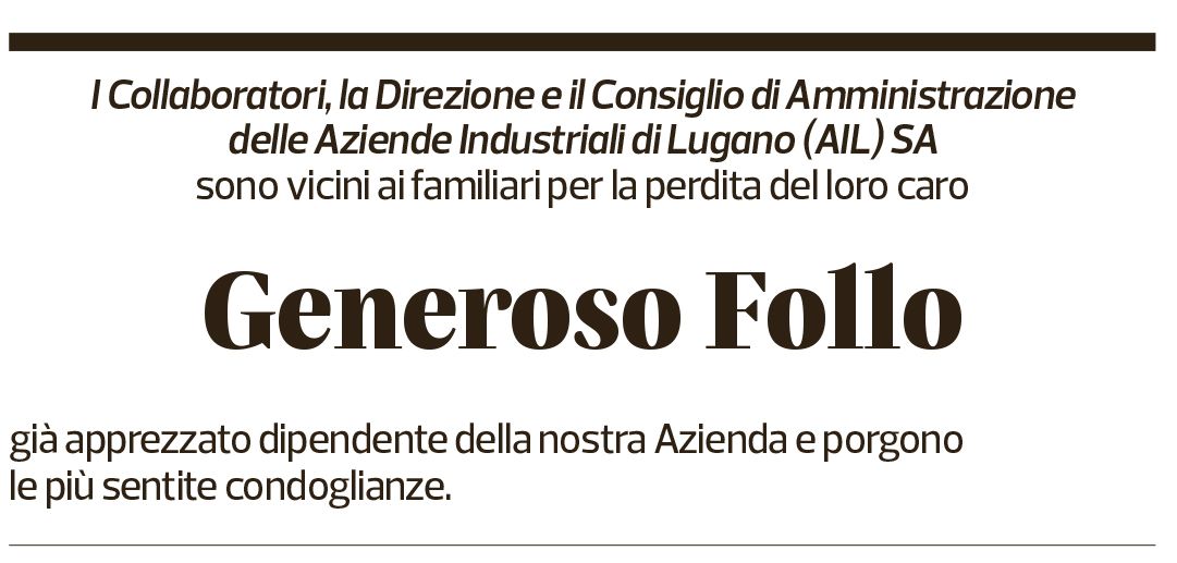 Annuncio funebre Generoso Follo