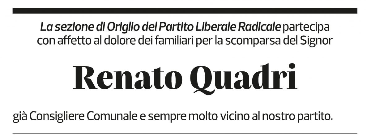 Annuncio funebre Renato Quadri