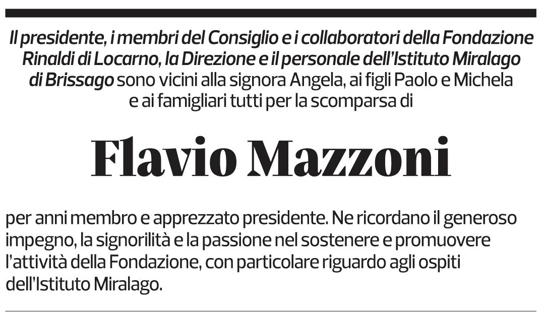 Annuncio funebre Flavio Mazzoni