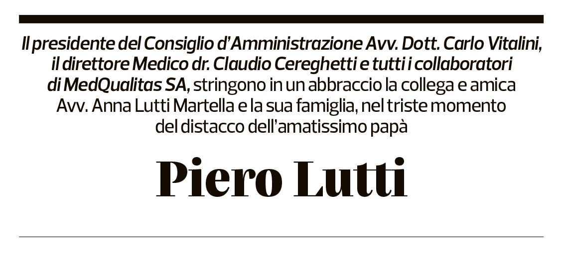 Annuncio funebre Piero Lutti