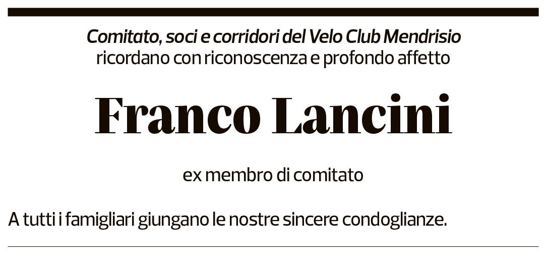 Annuncio funebre Franco Lancini