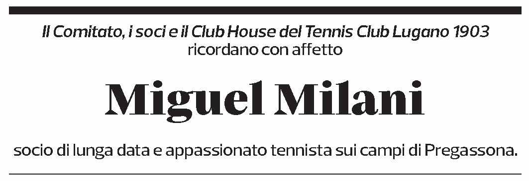Annuncio funebre Miguel Milani