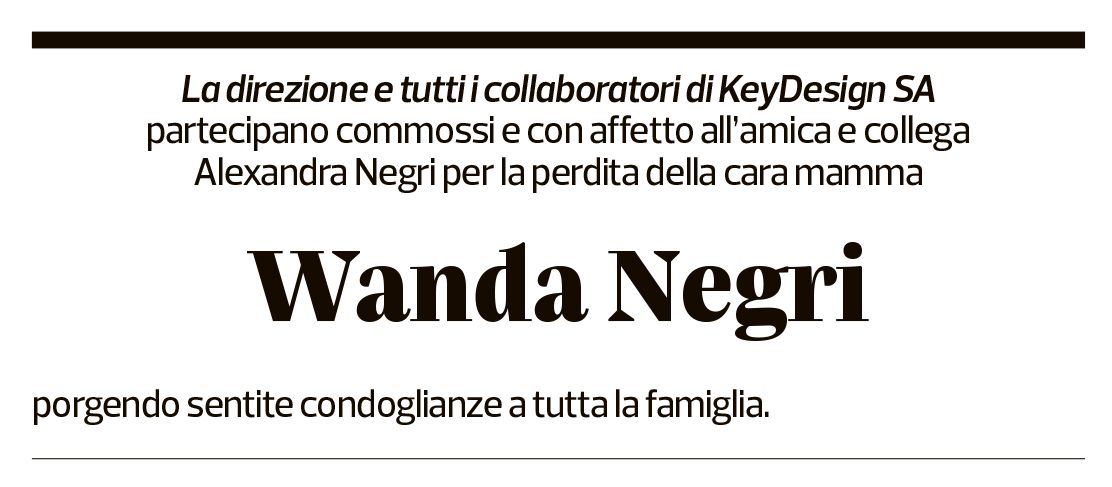 Annuncio funebre Wanda Negri