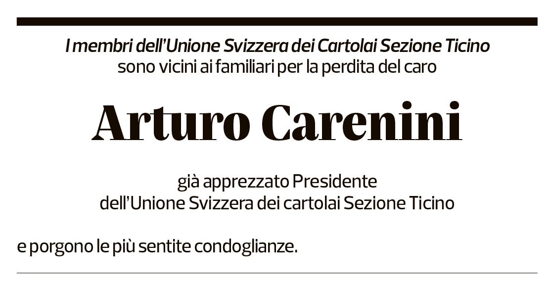 Annuncio funebre Arturo Carenini