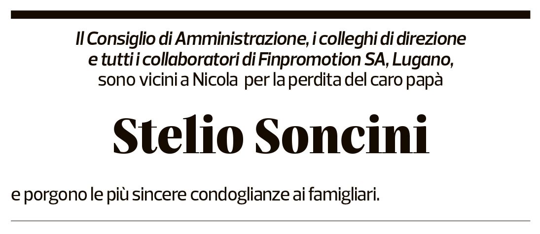 Annuncio funebre Stelio Soncini