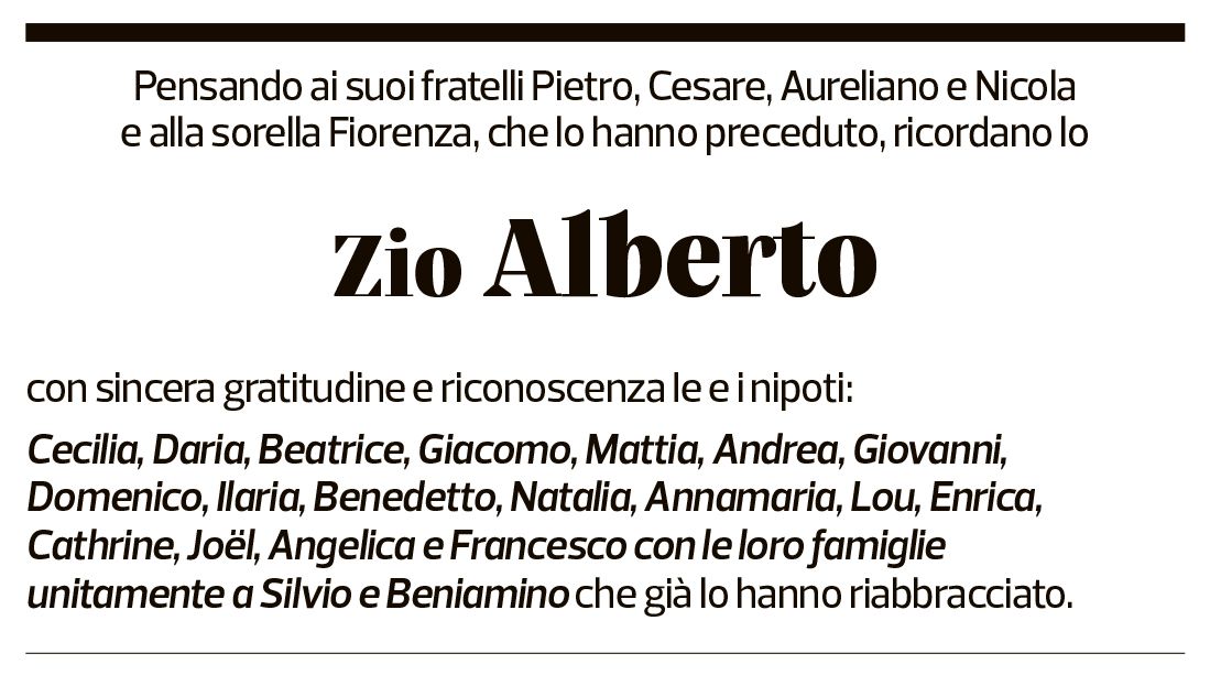 Annuncio funebre Alberto Lepori