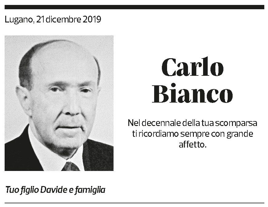 Annuncio funebre Carlo Bianco