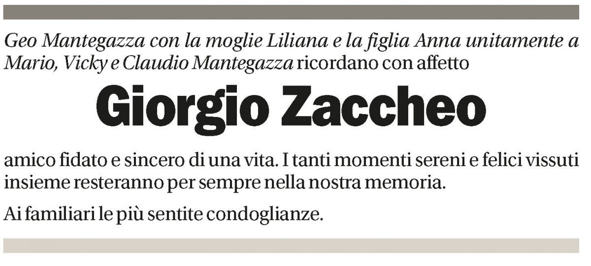 Annuncio funebre Giorgio Zaccheo