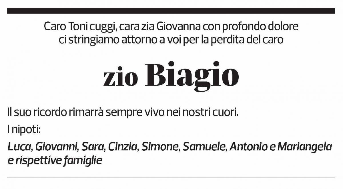Annuncio funebre Biagio 