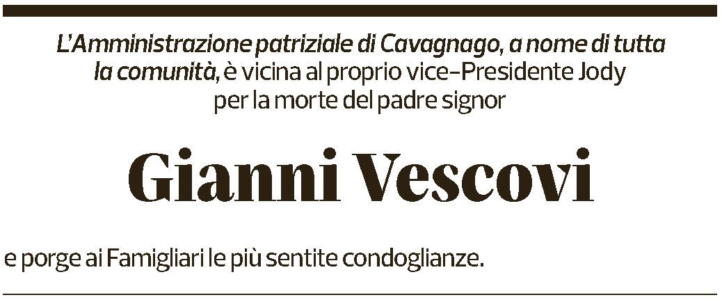 Annuncio funebre Gianni Vescovi