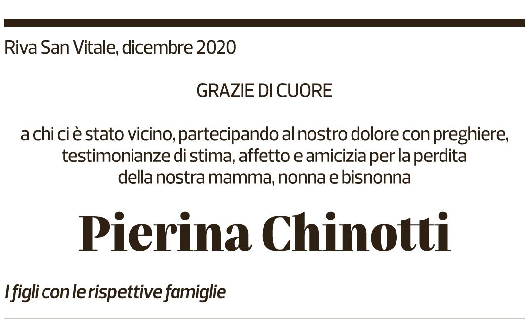 Annuncio funebre Pierina Chinotti