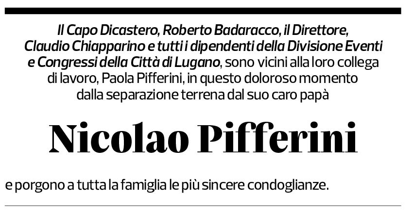 Annuncio funebre Nicolao Pifferini