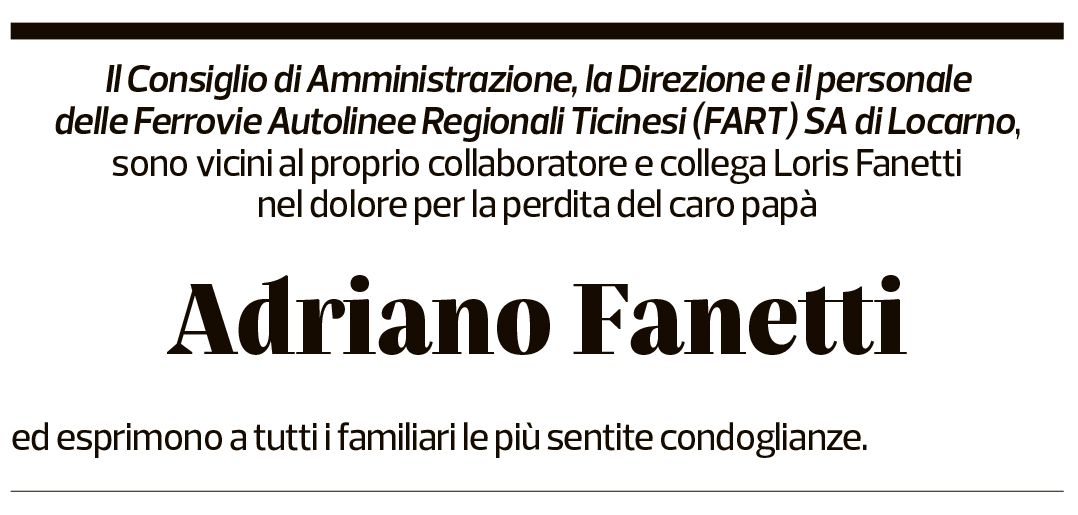 Annuncio funebre Adriano Fanetti