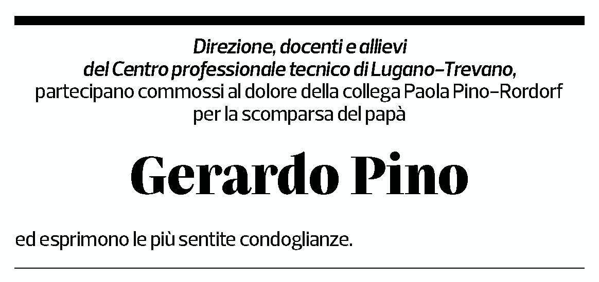 Annuncio funebre Gerardo Pino