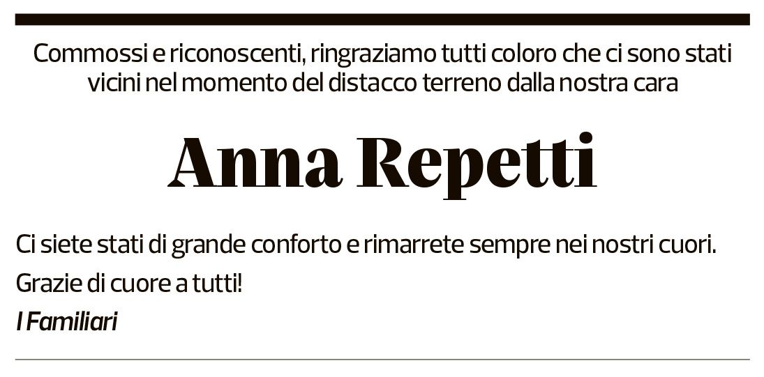 Annuncio funebre Anna Repetti