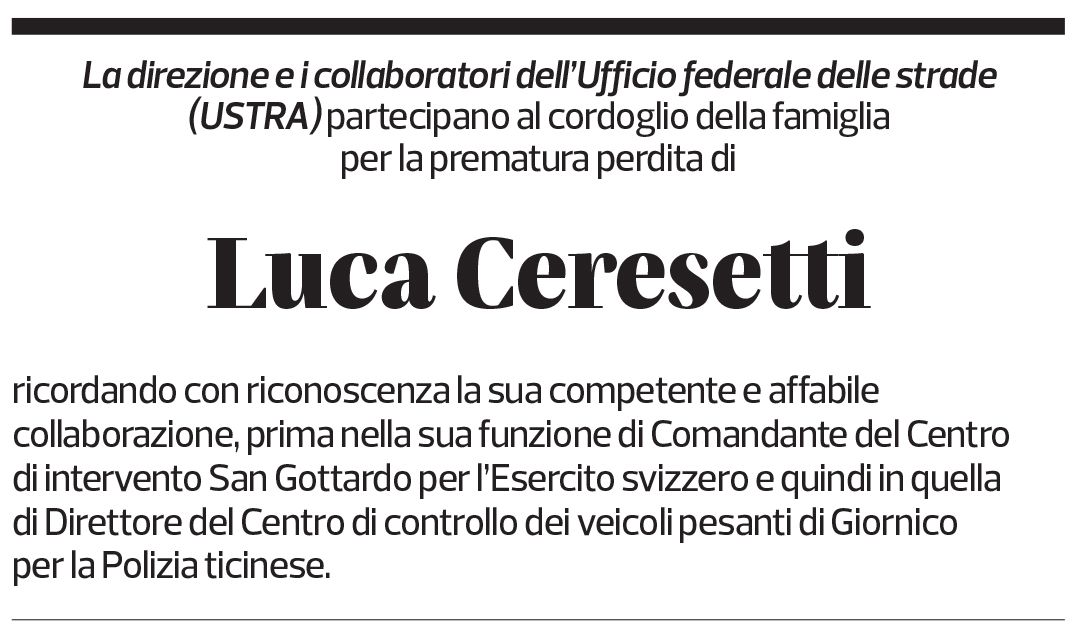 Annuncio funebre Luca Ceresetti