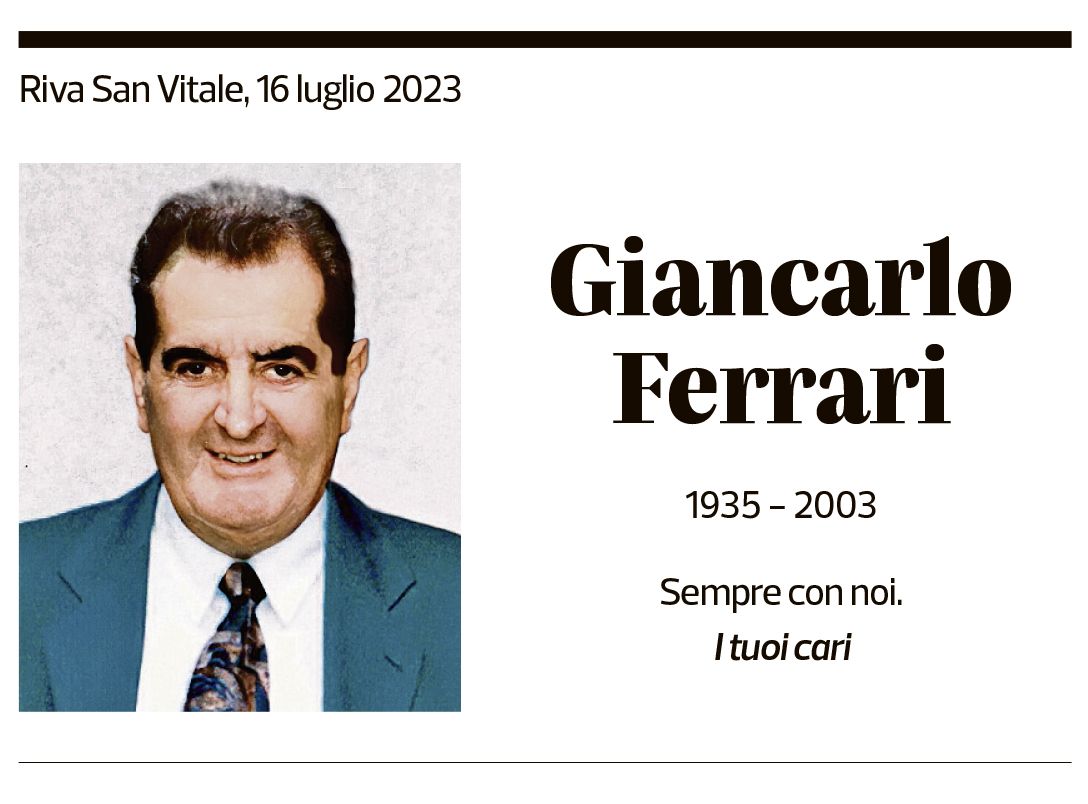 Annuncio funebre Giancarlo Ferrari