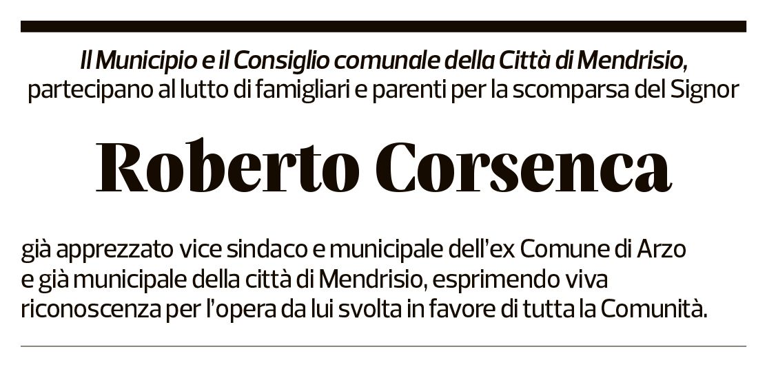 Annuncio funebre Roberto Corsenca